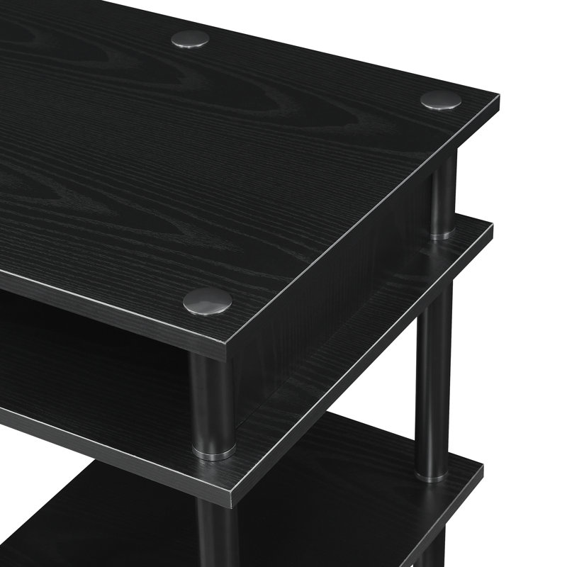 Edwin No Tools Writing Desk with Shelves, Black/Black Poles