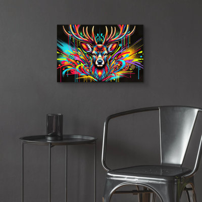 «Deer - Vivid Graffiti» par Rey Klimt, art mural en verre acrylique