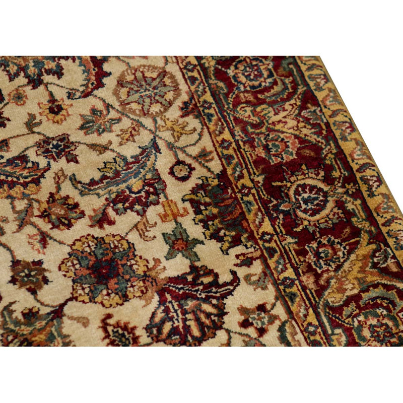 Hand-Knotted High-Quality Cream and Red Area Rug