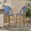 Tabourets de bar 4 pieds en aluminium bleu sarcelle avec repose-pieds