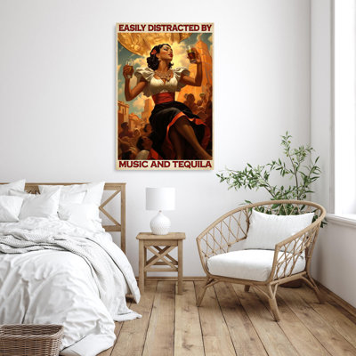 «Music And Tequila», reproduction d'art graphique sur toile tendue
