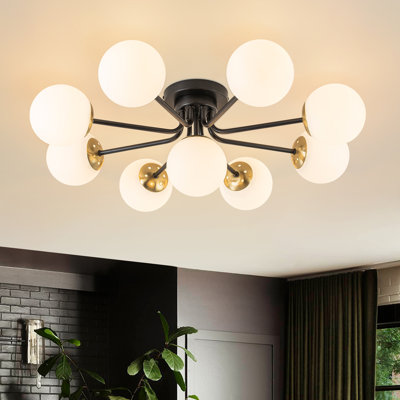 Plafonnier semi-encastré 9 lumières Spoutnik