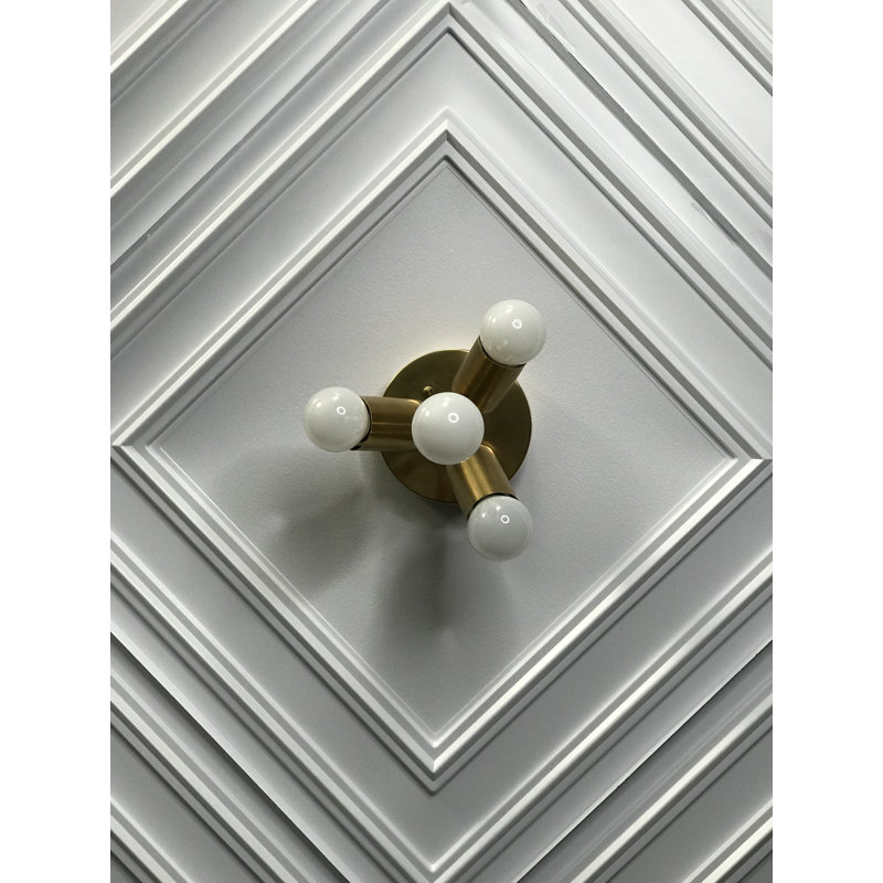 Plafonnier semi-encastré 6,5 po 4 lumières Nyle, Laiton brut