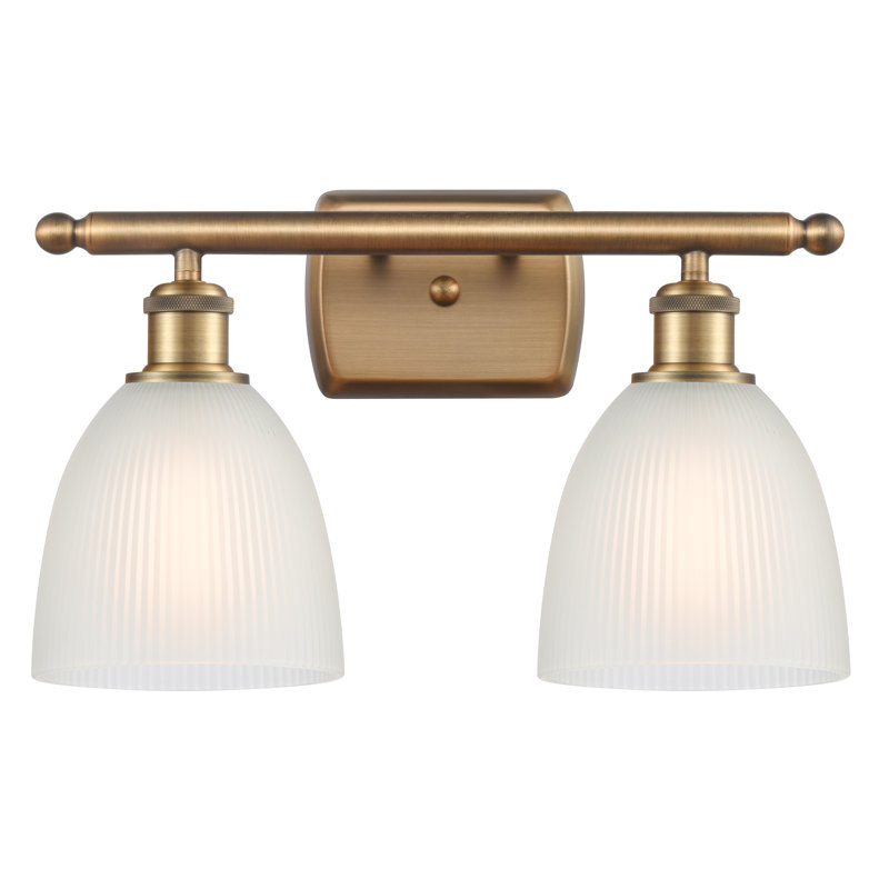 Éclairage pour salle de bain 2 lumières Asdsit, Blanc, Ampoule DEL 6 watts Vinage, Laiton brossé