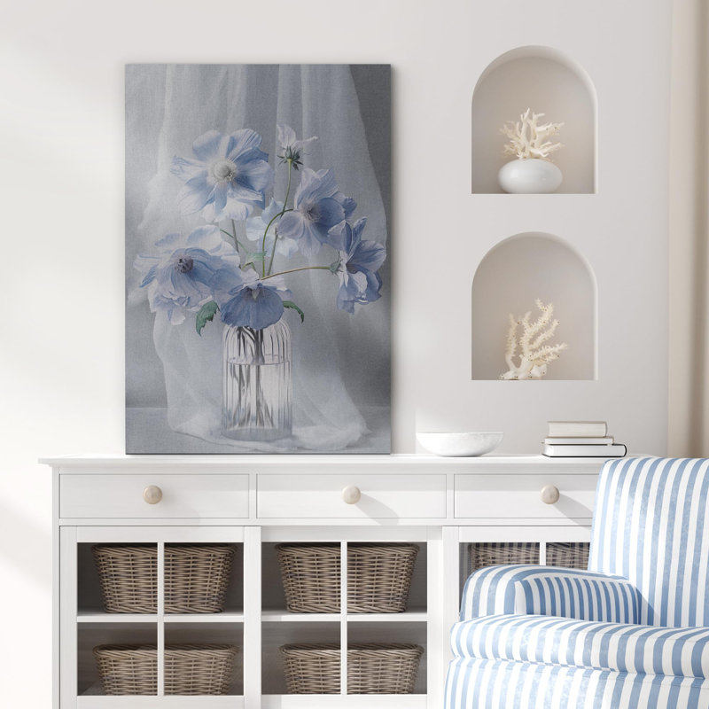«Flower Blossom», illustrations de bouquets de fleurs bleues sur, Toile tendue, H 48 po x l 32 po
