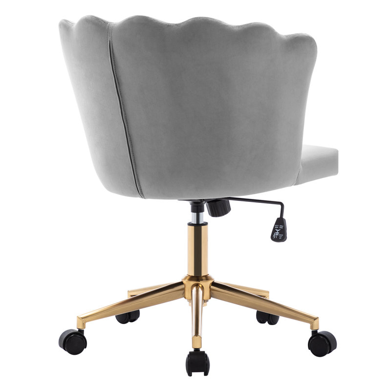 Velvet Task Chair, Gray, Gold