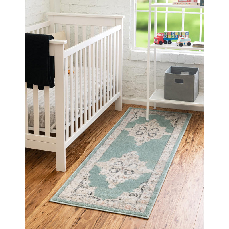 Tapis oriental turquoise Sascha, Tapis de couloir 2 pi x 8 pi
