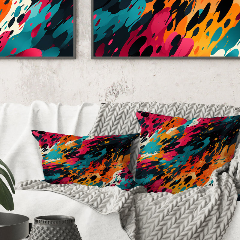 Motif néon captivant - Coussin décoratif imprimé, H 16 po x l 16 po