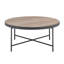 Élégante table basse industrielle à plateau rond en bois avec structure en métal, parfaite pour les espaces de vie modernes et compacts