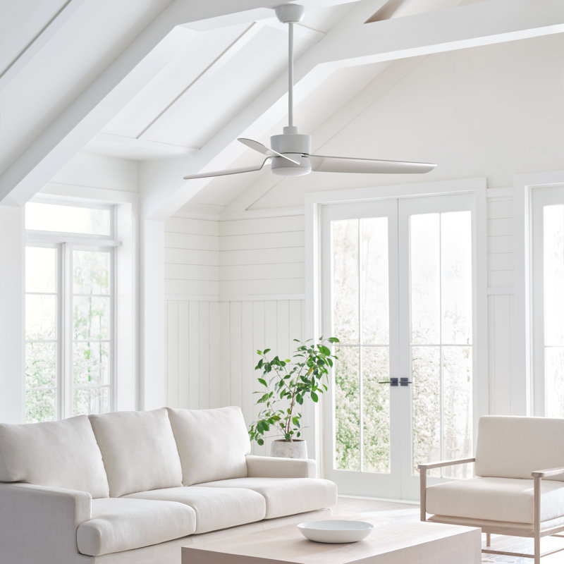 Visual Comfort Fan Colgin 56 LED Indoor Ceiling Fan with Threaded Downrod, Matte White ABS blades and Handheld Remote