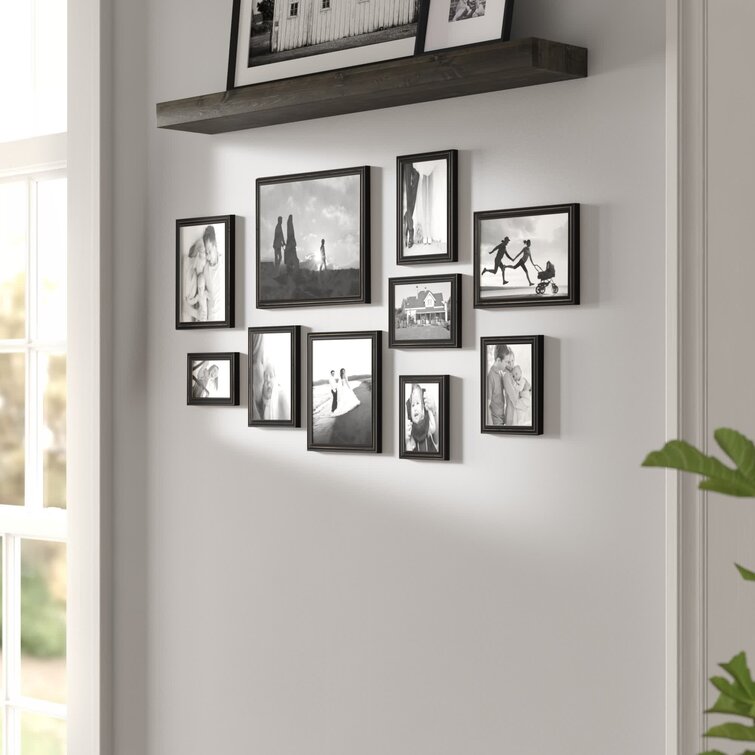 10 Piece Rayburn Gallery Picture Frame Set Three Posts Color: White Wash/Charcoal Gray/Rustic Gray