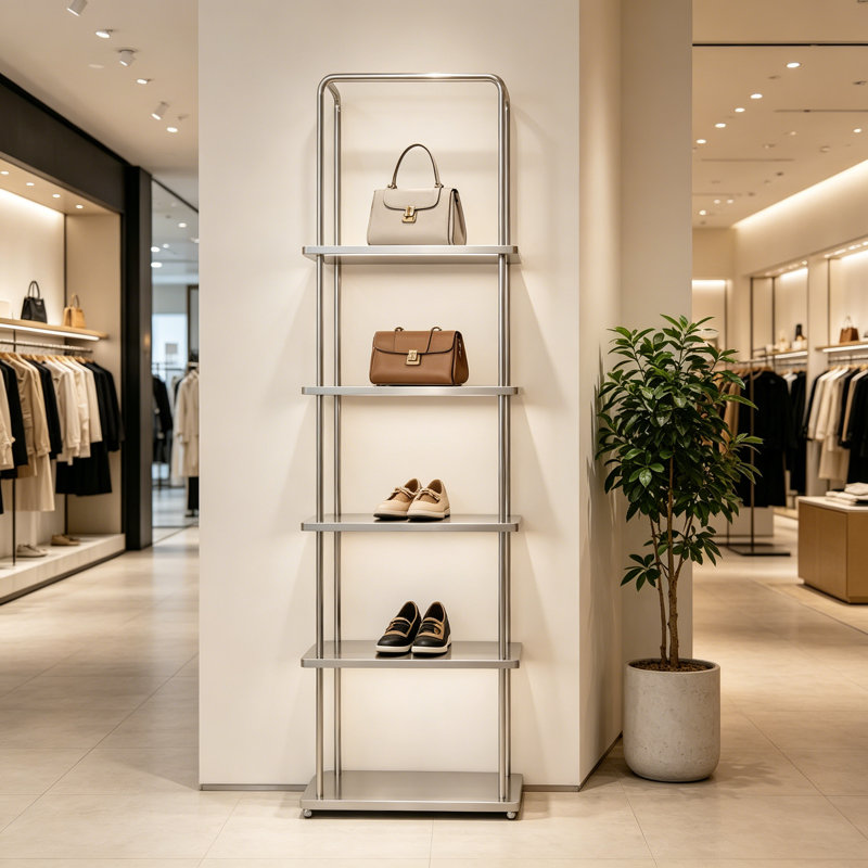 Vitrine simple en acier inoxydable argenté