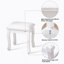 Banc de maquillage rembourré avec tabouret blanc et pieds en bois massif