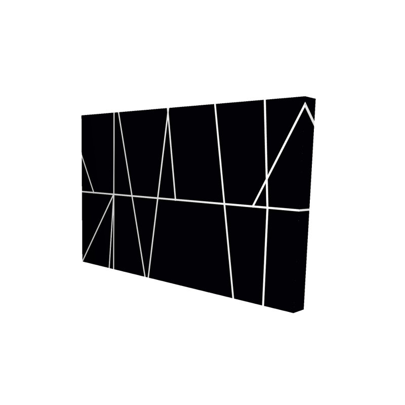 Rayures blanches sur fond noir - Toile de chambre abstraite