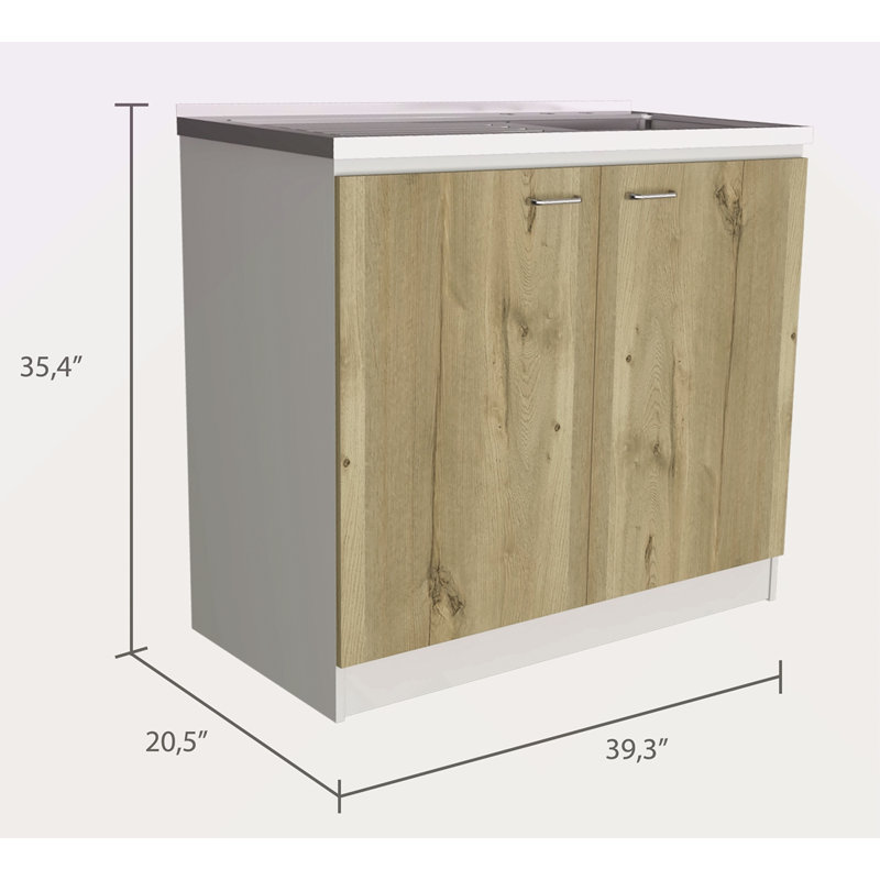 Rectangle 2-Door Utility Sink And Cabinet, Natural