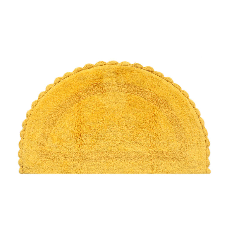 Tapis de bain demi-cercle en dentelle crochetée, Jaune
