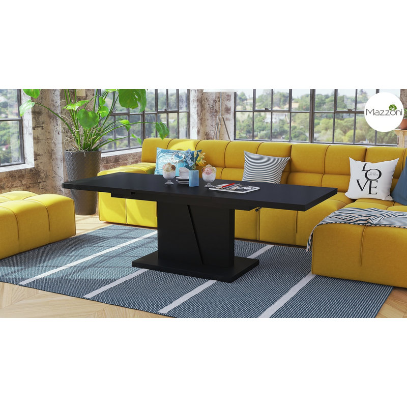 Noires Lift Top Pedestal Coffee Table, Black Matt
