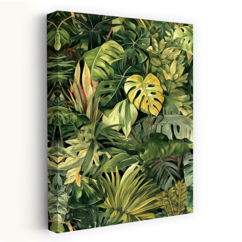 «Lush Tropical Foliage Organic Vibrant Abstract Forest Nature», art mural, H 36 po x l 24 po