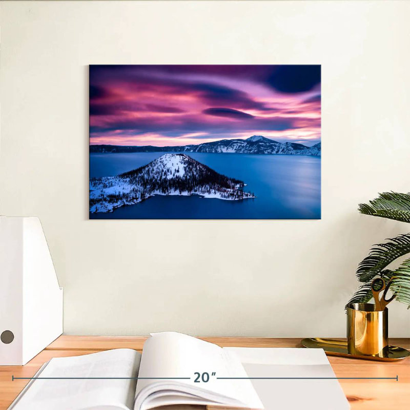 Lac mauve Alvord, ciel mauve, H 8 po x l 12 po