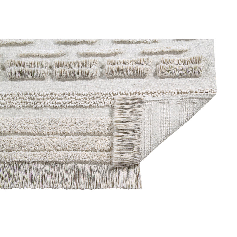 Early Hours Cotton Striped Area Rug in Gray/Natural