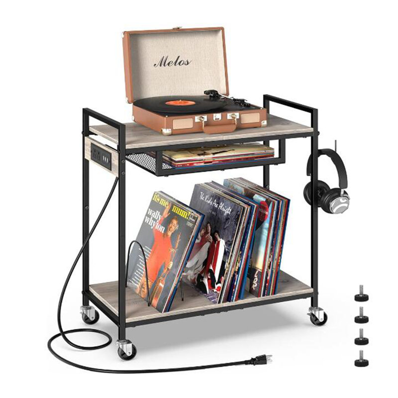 25.47 " H Media Shelves, Gray/Black