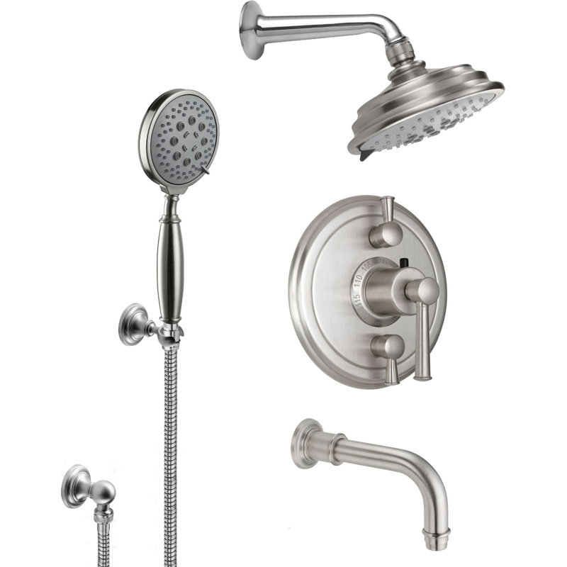 Miramar 2.0 GPM Styletherm 0.5" Thermostatic Shower System with Handshower Hook and Tub Spout, Polished Nickel, 1.8 GPM