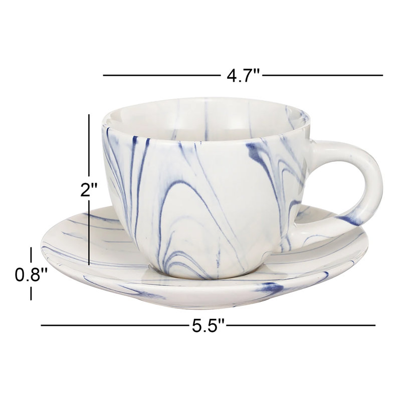 Tasse à cappuccino en céramique, Bleu / crème