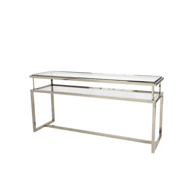 Arvle 160cm Glass Top Console Table, Silver