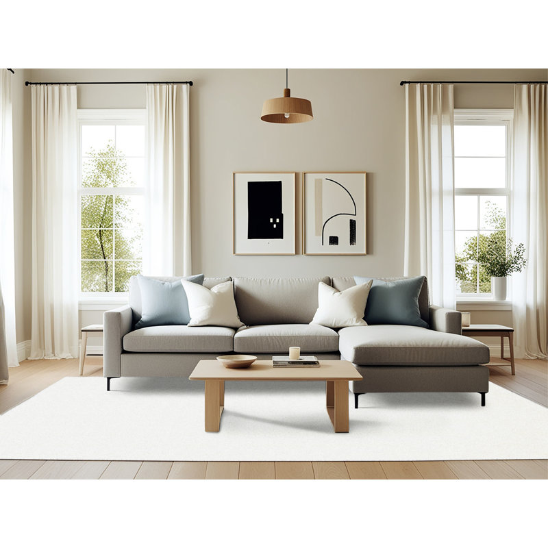 Tapis de zone blanche contemporaine, Rectangle 6 pi x 9 pi