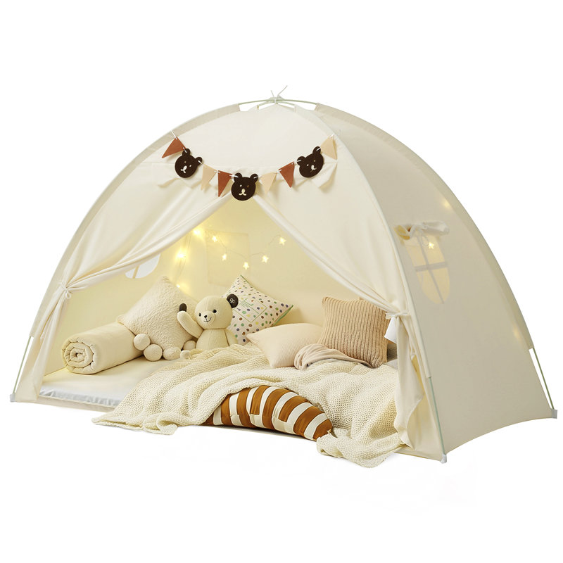 Twin Bed Tent, Bunk Bed Tent Twin Size Bed Tents with Stars Lights & Flags, Breathable Sleeping Tent Privacy Space Dream Play Tent