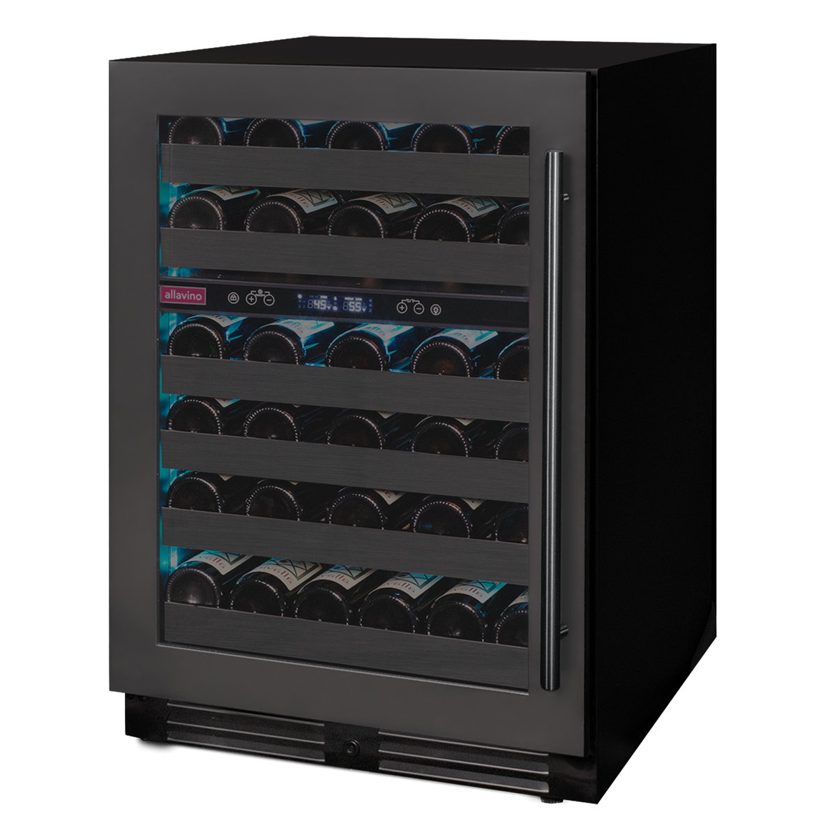 Allavino Reserva Series 50 Bottle Dual Zone Undercounter Wine Cooler Refrigerator with Black Stainless Steel Door — FIN-0019884 | Fridge.com