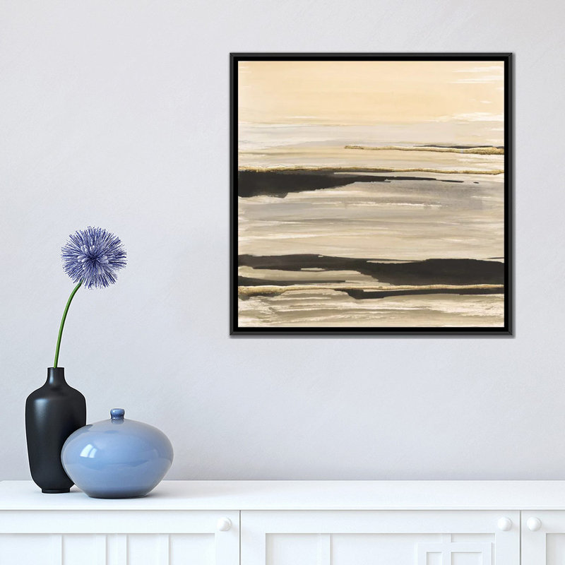 Gilded surf, reproduction d’art sur toile tendue, H 18 po x l 18 po x P 0,75 po, Toile encadrée noire, Blanc
