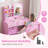 Kids Vanity Set Princess Dressing Table & Chair With Mirror 2-color Led Lights-1877545482