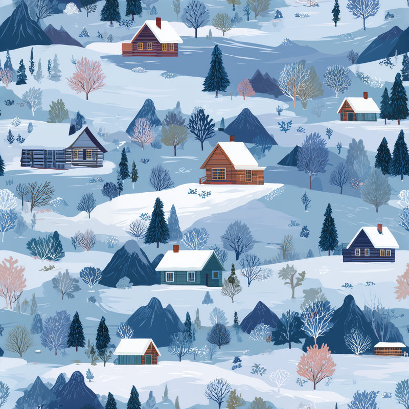 «Snowy Village Festivities», art mural sur toile tendue