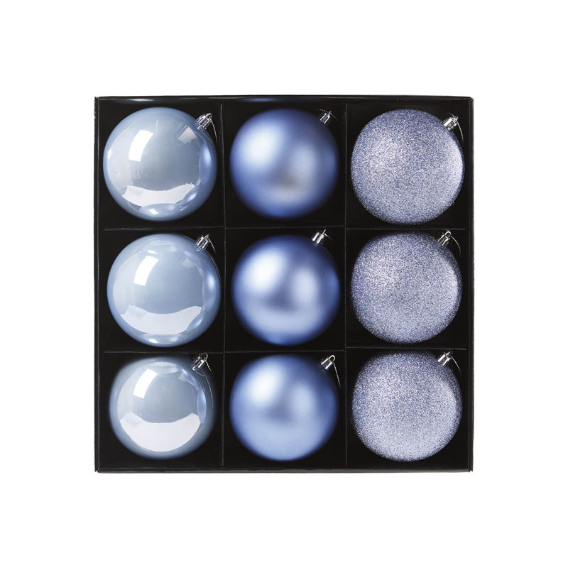 Polystyrene Shatterproof Bauble, 11 cm H x 9.9 cm W x 9.9 cm D, Ice Blue, 9