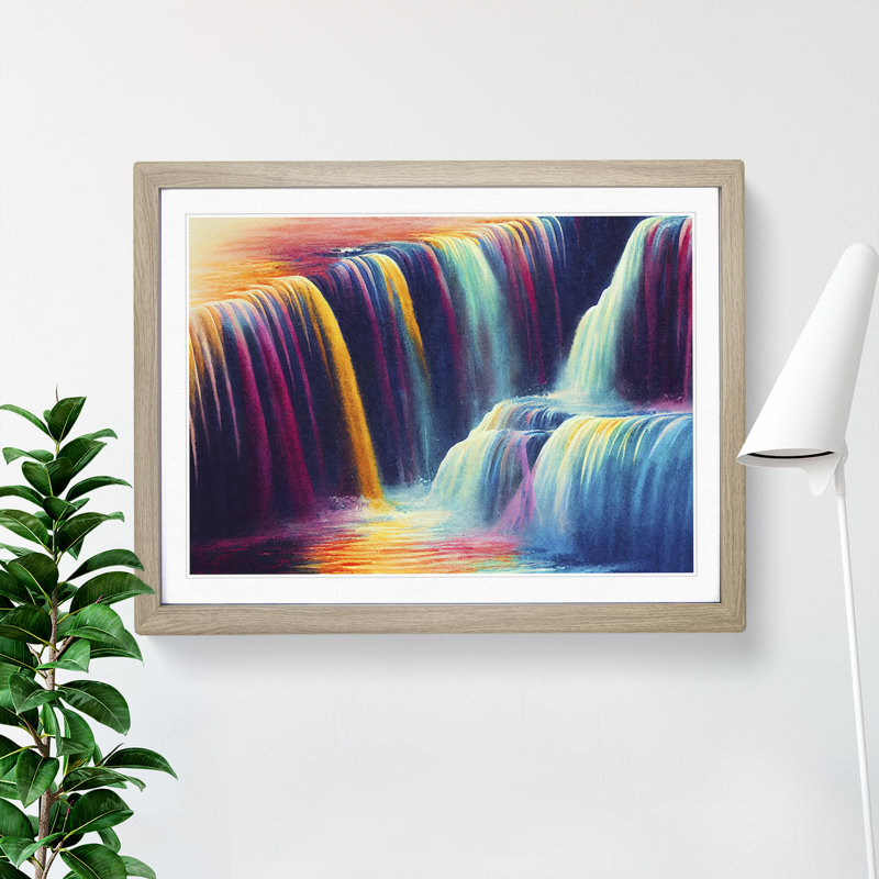 Colourful Watercolour Vol.3 - Single Picture Frame Print, Oak Framed, 25cm H x 34cm W x 2cm D