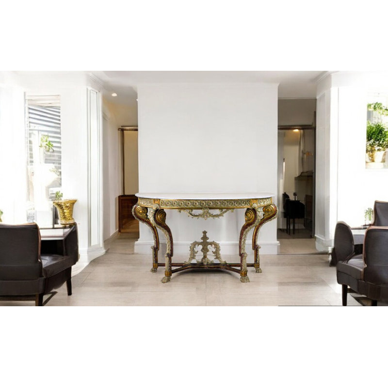 Rosia 62'' W Marble Console Table, White