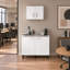 Ensemble d'armoires de cuisine en bois manufacturé moderne Alabama avec base d'évier et armoire murale, blanc-137605714