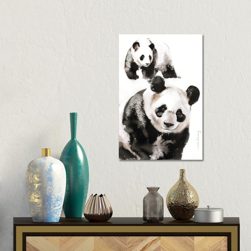 Panda Pair by Soo Beng Lim - No Frame Gallery-Wrapped Canvas Giclée on Canvas, 45.72cm H x 30.48cm W