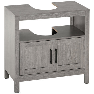 Pedestal Sink Storage Cabinet, Bathroom Under Sink Cabinet With 2 Doors And Open Shelf, Bathroom Vanity