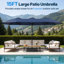 Parasol de patio rectangulaire de 15 pi avec base, parasol extérieur décalé avec rotation à 360 °, système à manivelle, auvent Upf 50+ pour cour, piscine, terrasse-783664827