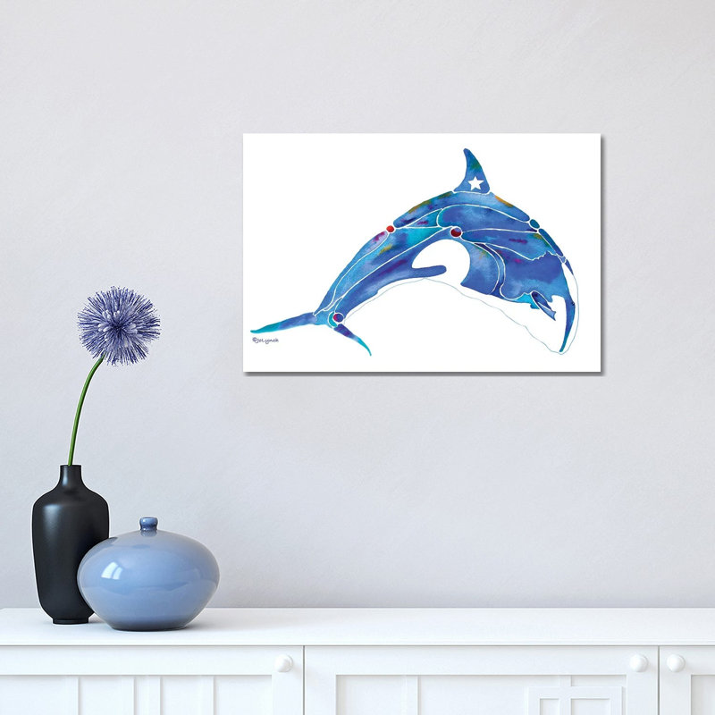" Whale Orca " by Jo Lynch, Wrapped Canvas, No Matte, 12" H x 18" W x 1.5" D