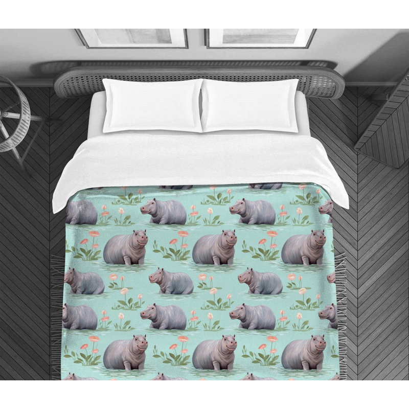 Waterlily HippoAlexionna Bedding, Queen Comforter