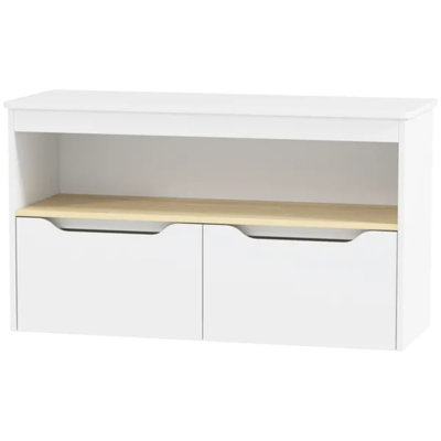 White Kids Toy Storage Organizer with 2 Drawers and Toy Shelf