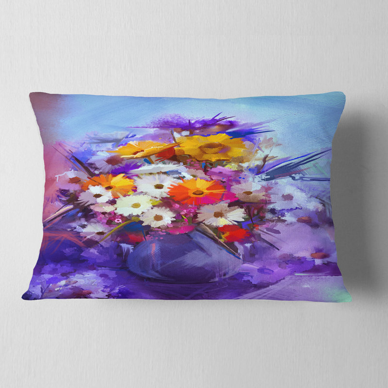 Coussin lombaire en aquarelle florale vase