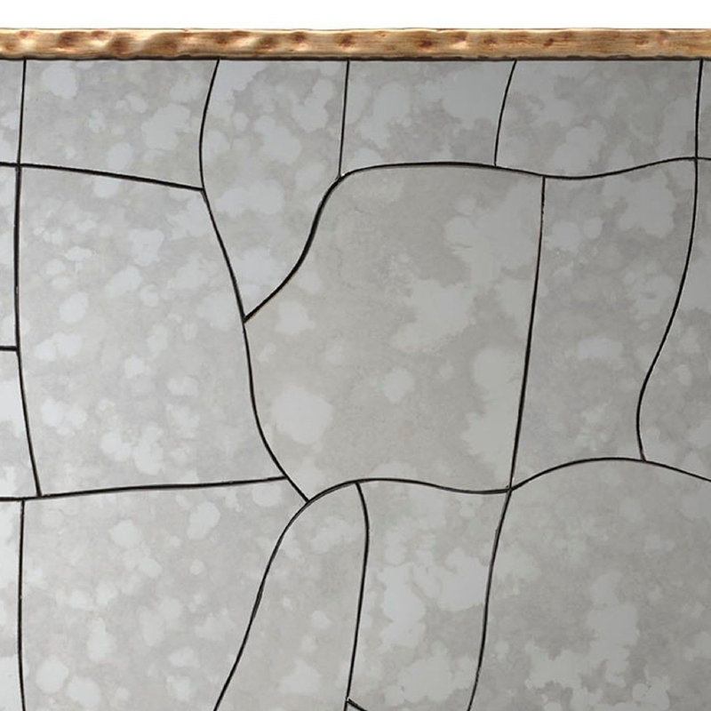 Miroir de décoration murale Heri, motif mosaïque, laiton martelé 35 po