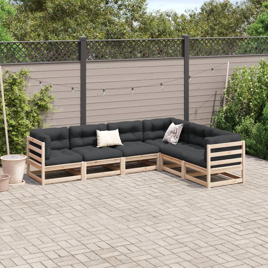 Vidaxl 6-Tlg. Garten-Lounge-Set mit Auflagen Massivholz Kiefer