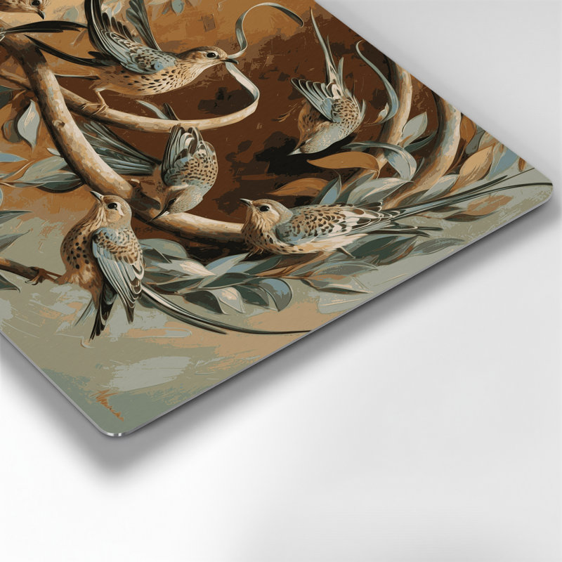 Birds Speckled Mousebird Brown Metal Wall Art, 11" H x 14" W