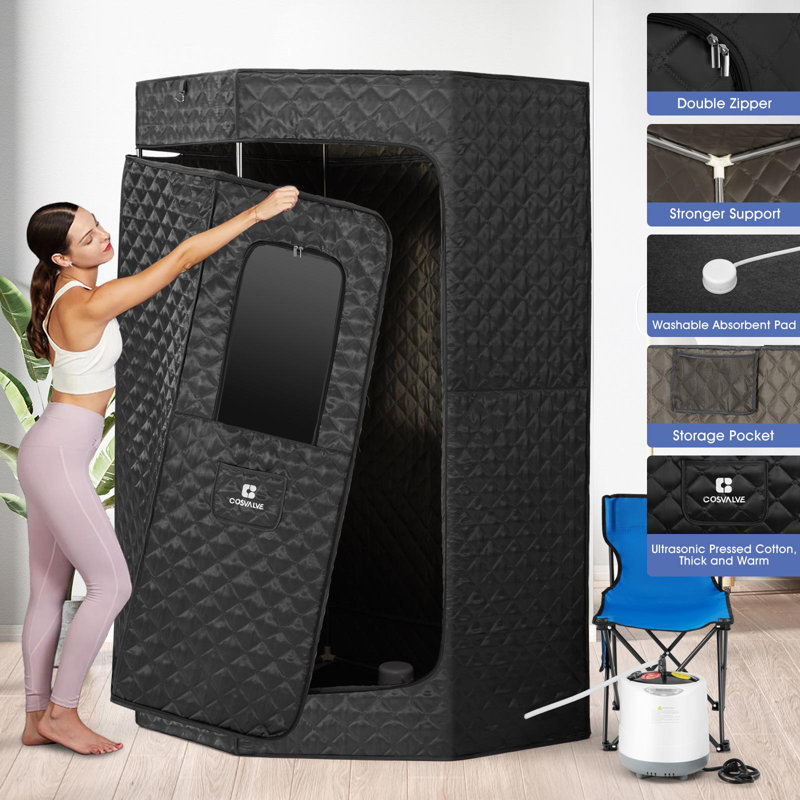 thumbnail image 2 of COSVALVE Portable Steam Sauna Tent - 4L 1600W Personal Home Sauna With Chair, Remote, Timer, 70.87" Height 2 of 13