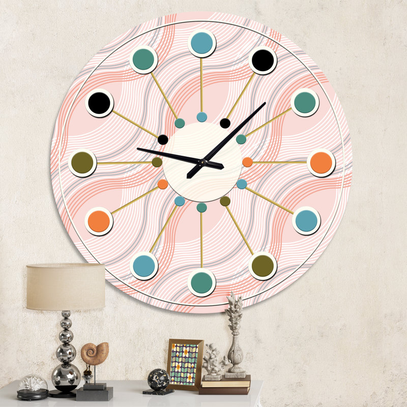 Horloge murale rose Mid-Century, Moyenne